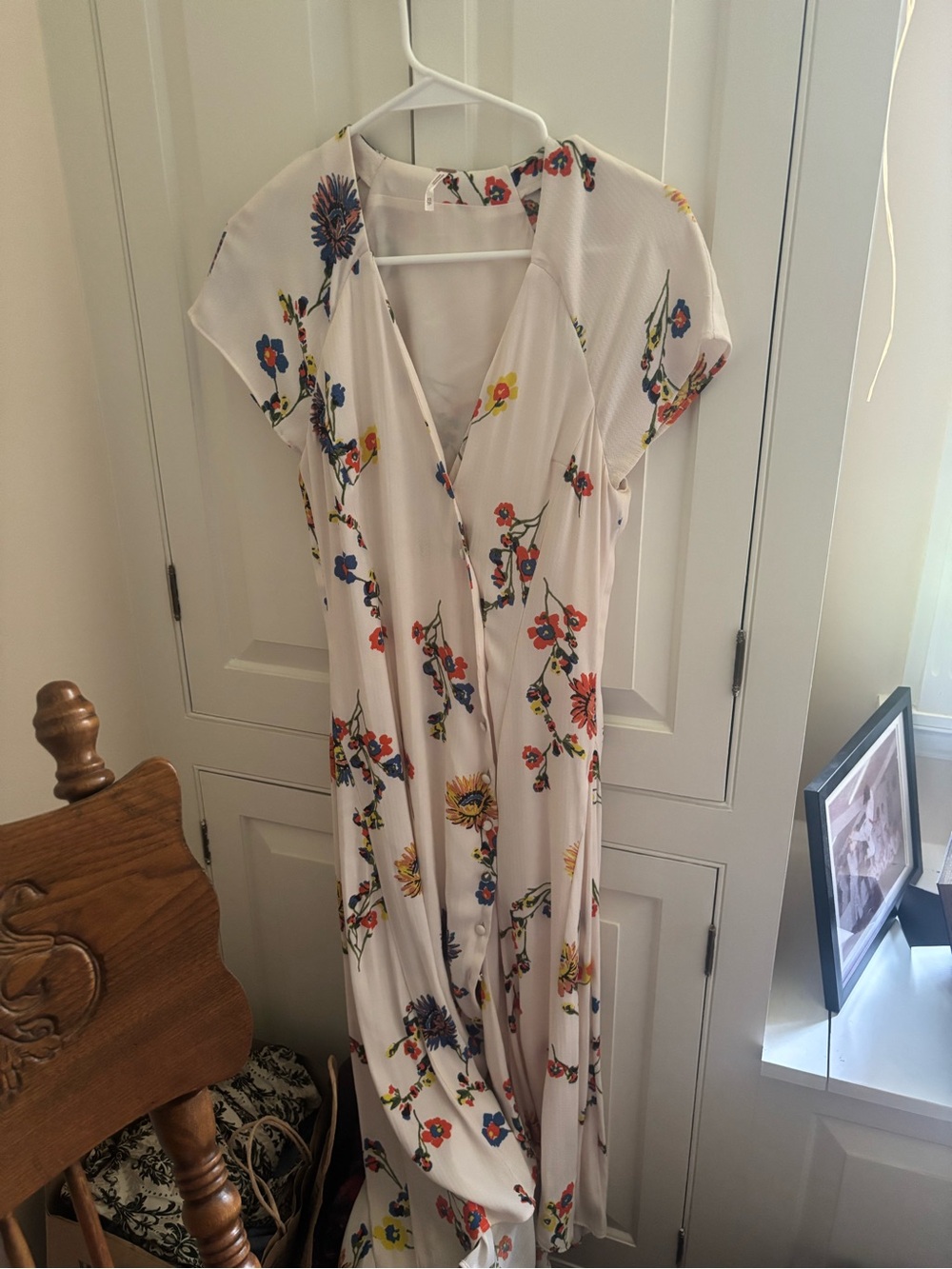 Free People Cream Floral Wrap Maxi Dress